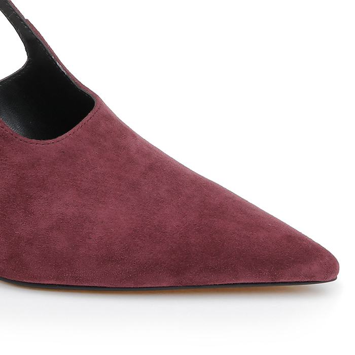 Burgundy High Heel Slingback - Close-up View