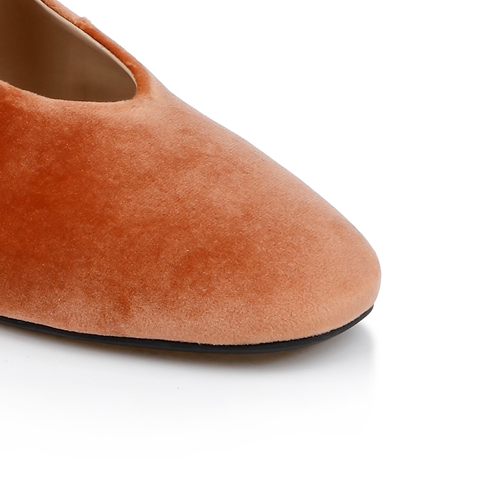 Burnt Orange Flat With Bow - Close-up View