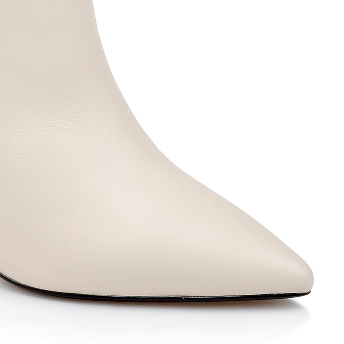 Butter Cream Kid Leather Ankle Boot - Close-up View