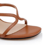 Cognac Kid Leatherl Sandal - Close-up View