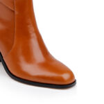 Cognac brown block heel knee boot - Close-up View