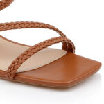 Cognacr Metallic Kid Leather Sandal - Close-up View