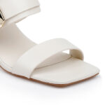Cream Cow Leather Sandal - Close-up View