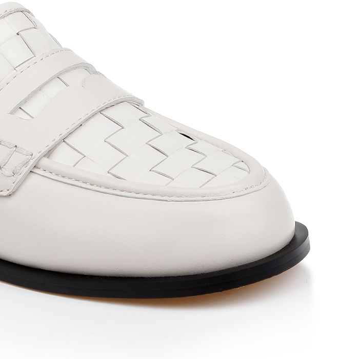 Cream Woven Upper Loafer - Close-up View