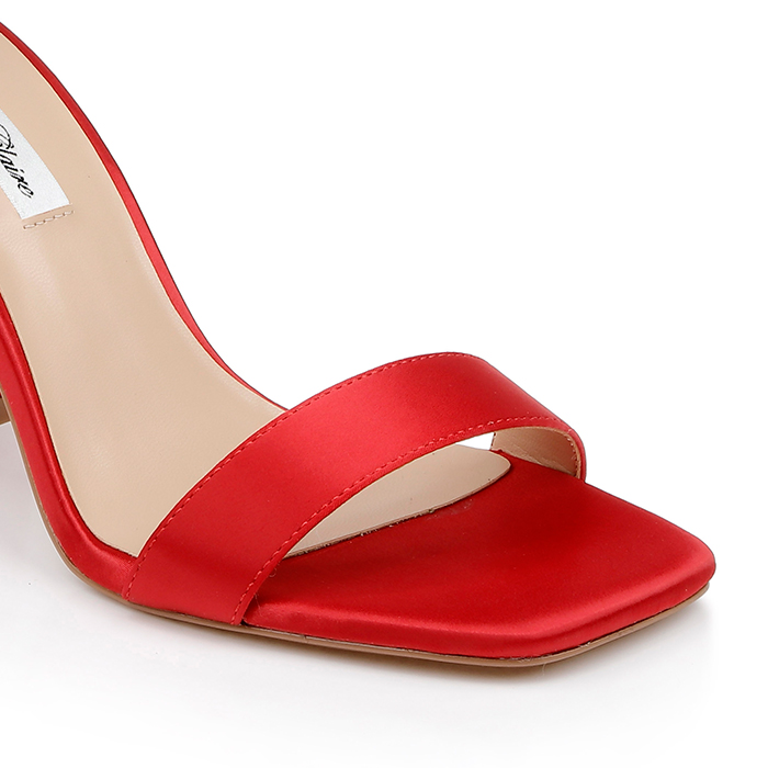 Dark Red Block Heel Sandal - Close-up View