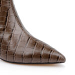 Dark brown croc leather ankle boot - Close-up View
