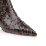 Dark brown leather ankle boot with elastic shaft - Close-up View