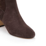 Dark brown block heel knee boot - Close-up View