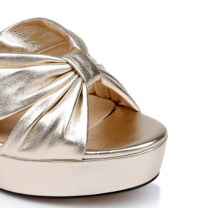 Gold Metallic Platform Sandal - Close-up View