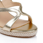 Gold Metallic Kid Leather Platform Sandal - Close-up View