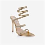 Gold PU & Gel Hotfix Stelitto Sandal - Angle View