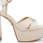 Grimmy Cream Fabric Block Heel Sandal - Side View