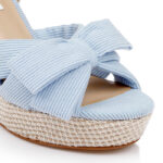Light Blue Corduroy Fabric Sandal - Close-up View