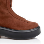 Light Brown Cow Suede Ankle Booty - Close-up View