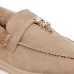 Light Brown Kid Suede Loafer - Angle View