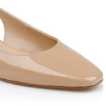 Nude Patent Kid Leather Sandal - Close-up View