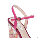 Raspberry Rose Kid Lea Wedge Sandal - Back View