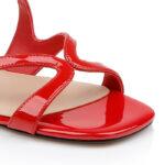 Red Patent Leather Flat Sandal - Close-up View