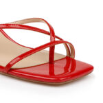 Red Patent Kid Leather Sandal - Close-up View