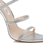 Silver PU & Gel Hotfix Stelitto Sandal - Close-up View