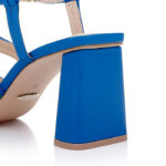 Snorkel Blue Mixed Kid Lea Block Heel Sandal - Close-up View