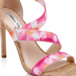 Tie Dye Elastic & Cork Stiletto Sandal - Close-up View