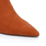Umber Kid Suede Heel Ankle Boot - Close-up View
