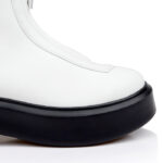 White Cow Leather Ankle Boot - Close-up View