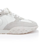 White Cow Suede & Leather Sneaker - Close-up View