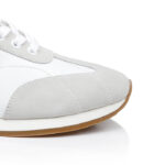White Cow Suede&Nylon Fabric Sneaker - Close-up View
