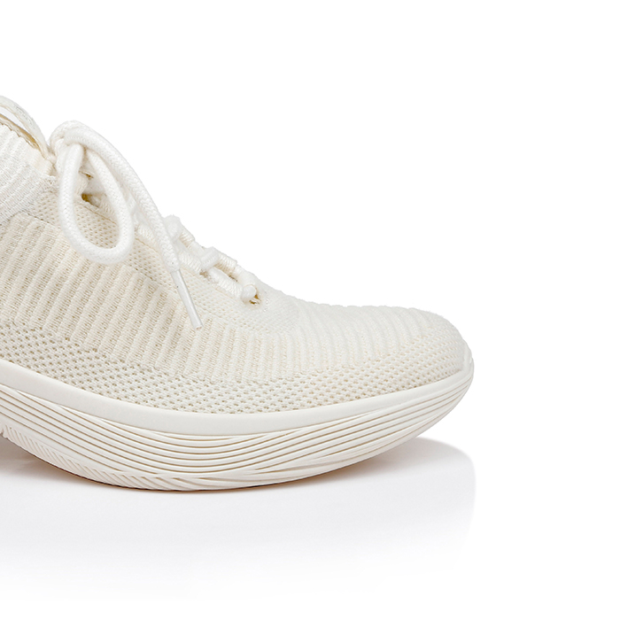 White Flyknit Lace-up Sneaker - Close-up View