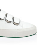 White Synthetic Leather Velcro Sneaker - Close-up View