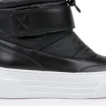 Black Cow Leather & Fabric Puff Booty - Detail View