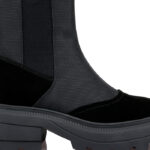 Black Cow Suede & Fabric Squared Toe Booty - Main View