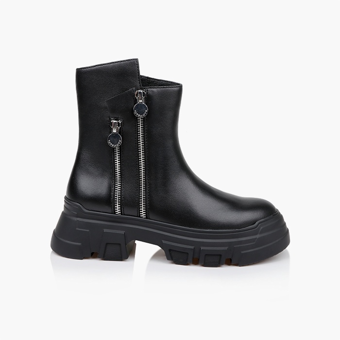 Black Cow Leather Ankle Boot - Detail View