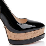 Black Patent PU Double Platform Sandal - Main View