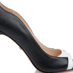 Black & White Kid Leather Stiletto Sandal - Back View
