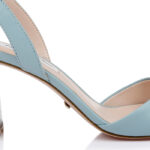 Blue Haze Kid Leather Block Heel Sandal - Main View