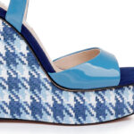 Cendre Blue Patent Leather Wedge Sandal - Detail View
