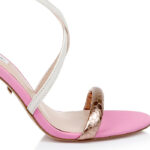 Cream & Rose Gold Kid Leather High Heel Sandal - Main View