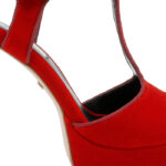 Racing Red Pleuche High Heel Sandal - Main View