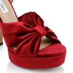 Rumbia Red Velvet Platform Sandal - Close-up View