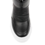 Black Cow Leather & Fabric Puff Booty - Angle View