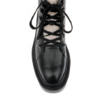 Black Cow Leather & Silver Fabric Lace up Booty - Side View