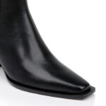 Black Cow Leather Ankle Boot - Angle View