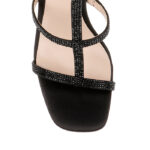 Black Crystal Satin & Hotfix Stiletto Sandal - Side View