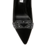 Black Kid Suede & Hotfix Stiletto Pump - Angle View