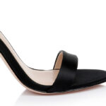 Black Lux Satin High Heel Sandal - Side View