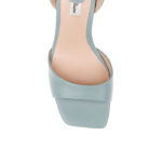 Blue Haze Kid Leather Block Heel Sandal - Side View