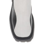 Cream Cow Suede & Black Cow Leather Squared Toe Booty - Side View